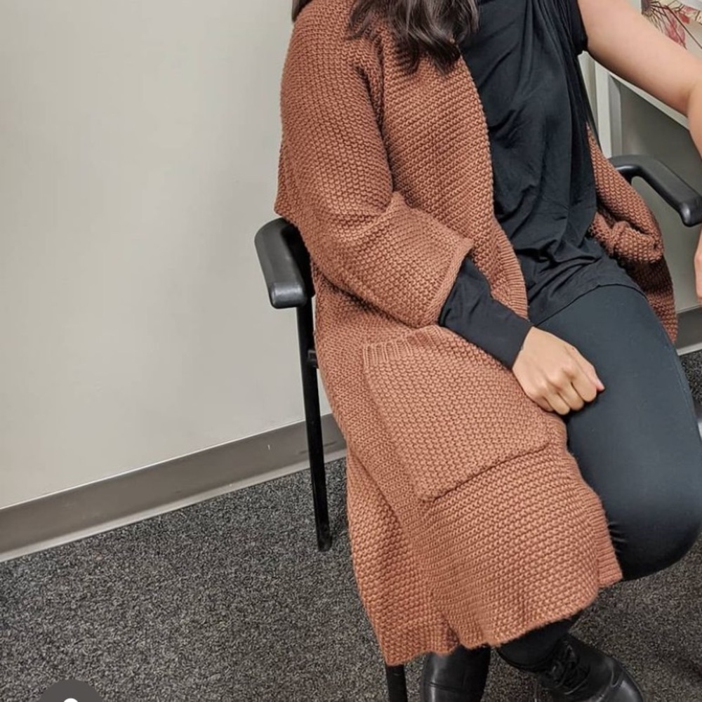 Cozy Open-Front Brown Knit Cardigan Sweater
